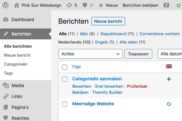 Hoe maak je categorieën aan in Wordpress | Pink Sun Webdesign