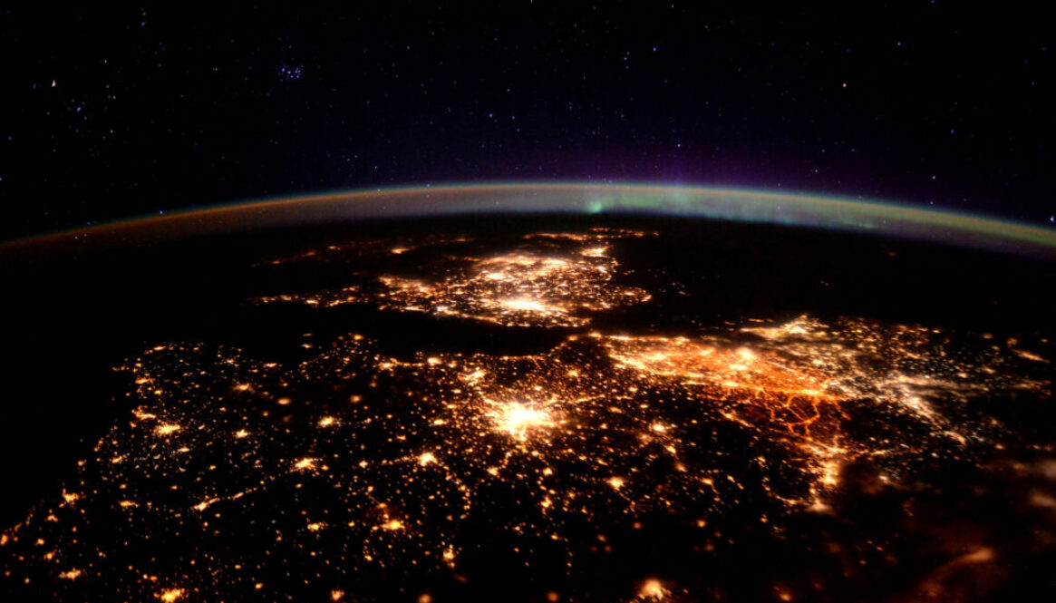 A picture of North West Europe under aurora taken by ESA astronaut Tim Peake during his six-month Principia on the International Space Station.
