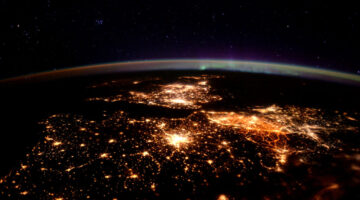 A picture of North West Europe under aurora taken by ESA astronaut Tim Peake during his six-month Principia on the International Space Station.